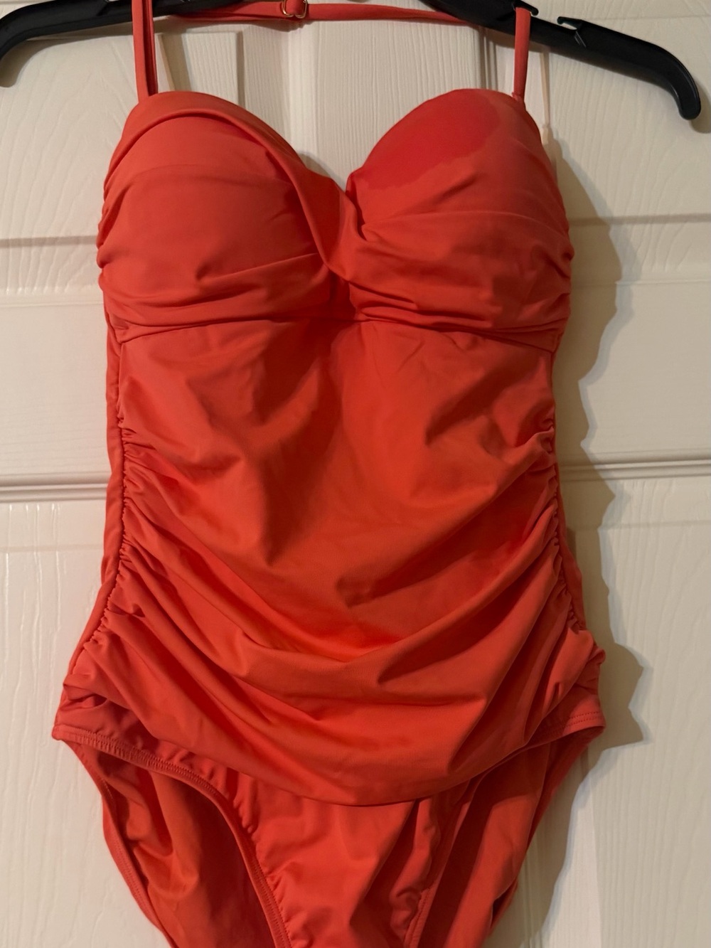 New Anne  Cole Orange Ruched One-Piece ladies Swimsuit with a floral cover up.